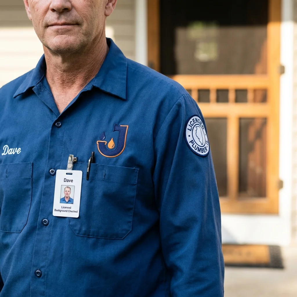 Licensed plumber showing ID badge in Hahnville, LA