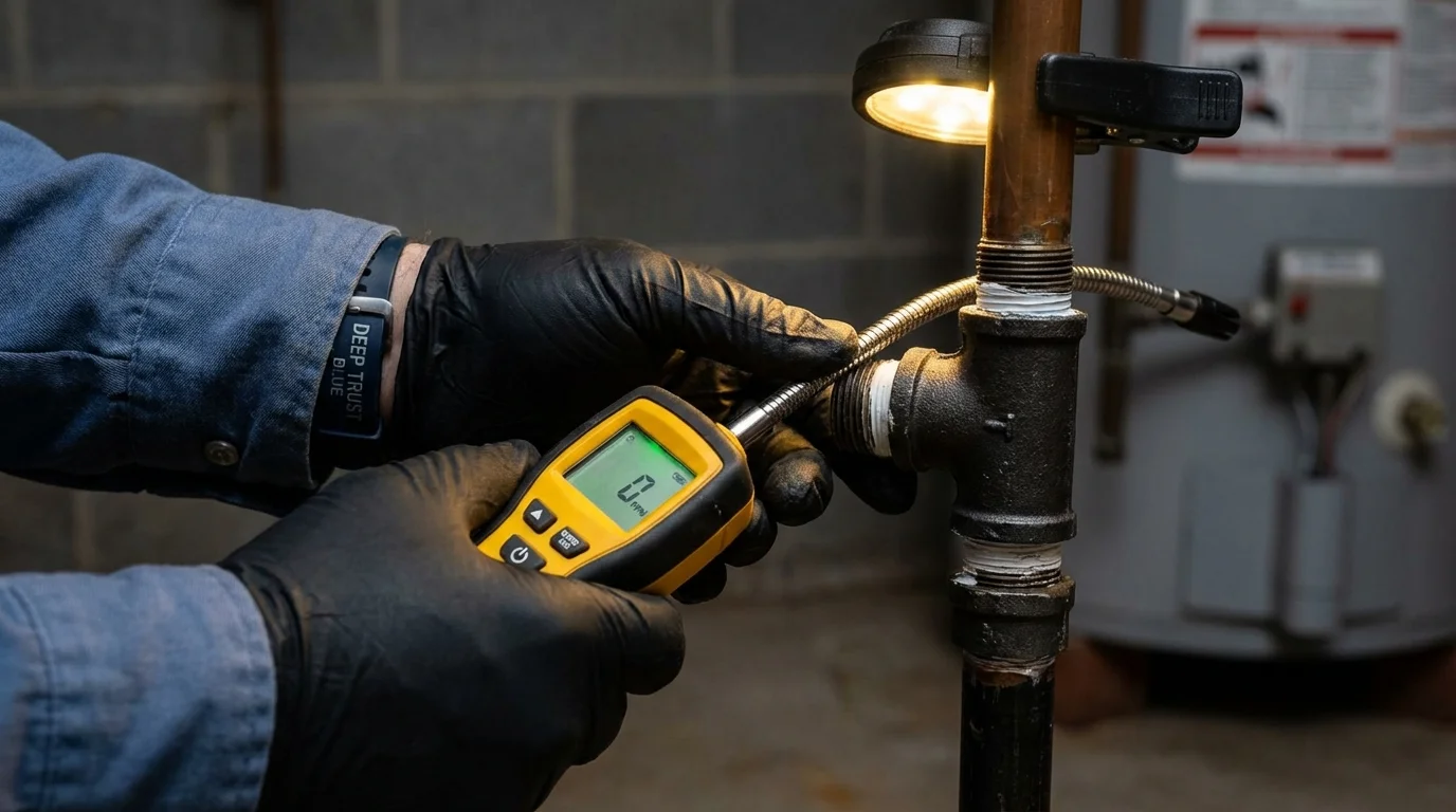 Gas leak detection with electronic sniffer by Johns Plumbing LLC in Hahnville