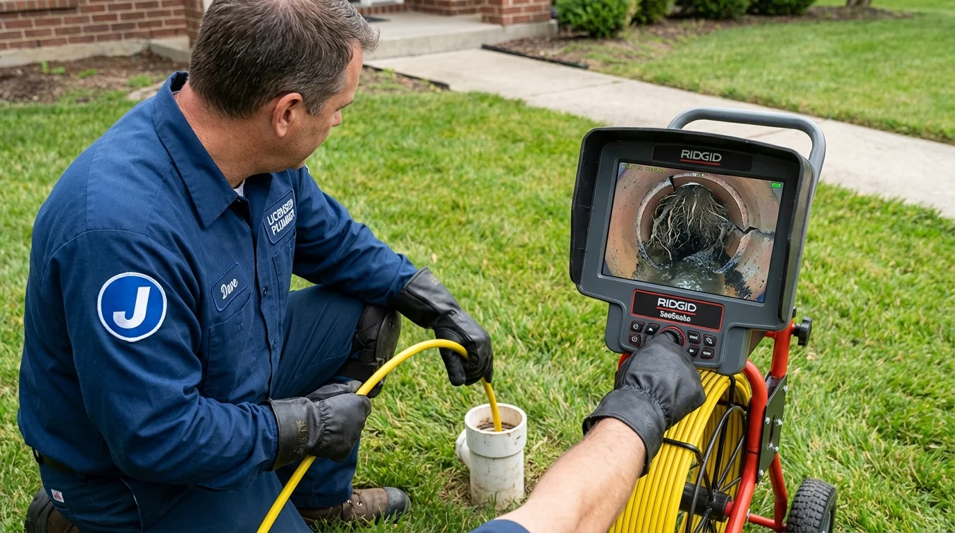 Sewer camera inspection being performed by Johns Plumbing LLC in Hahnville