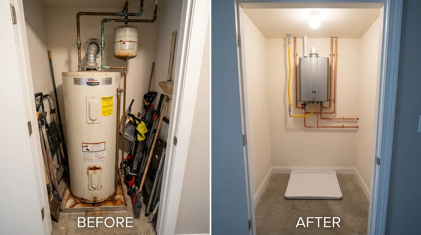 Tank water heater versus wall-mounted tankless unit comparison for Hahnville, LA homeowners