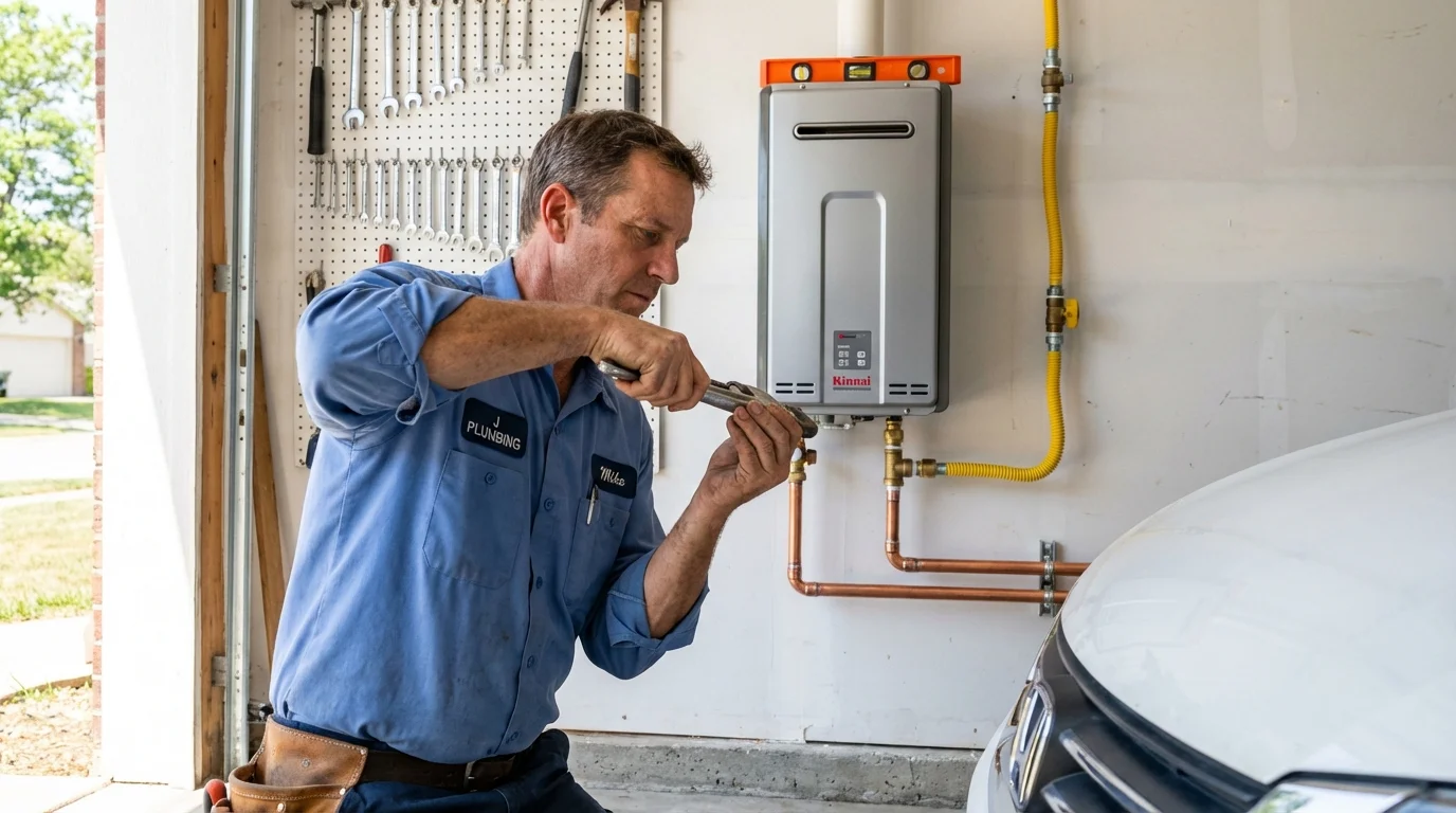 Tankless water heater installation by a Johns Plumbing LLC plumber in Hahnville